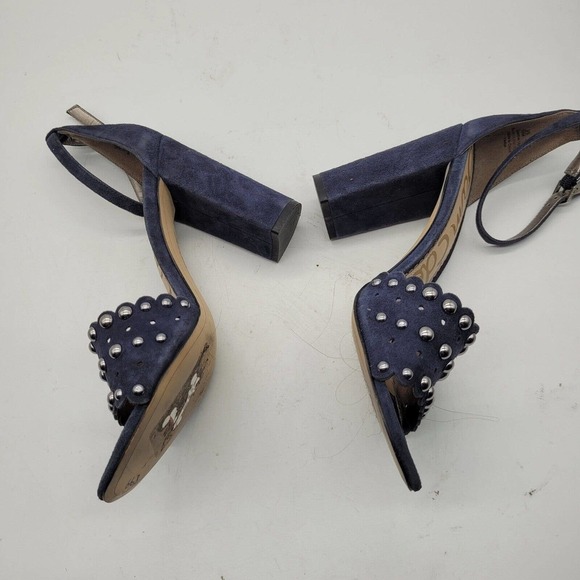 Sam Edelman Womens Yaria Blue Leather Studded Ankle Strap Heels Size 10 EU 40 - Picture 5 of 9